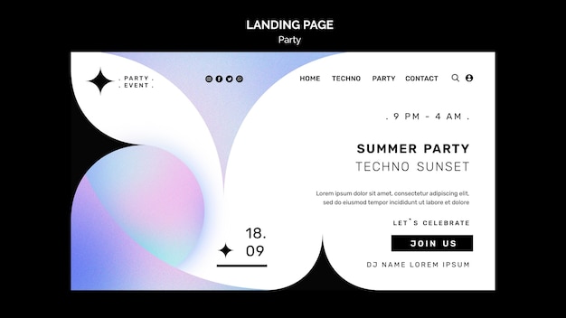 Summer party landing page template