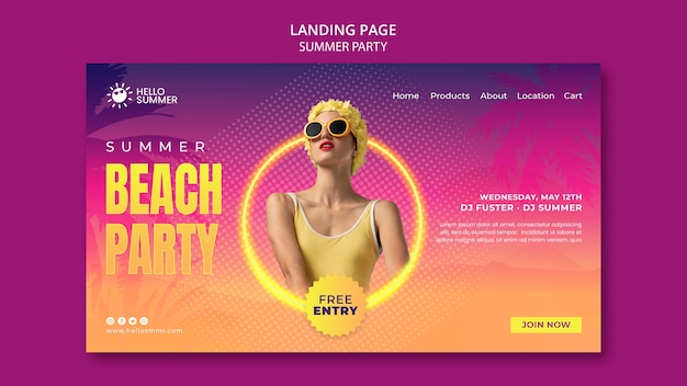 Summer party landing page template