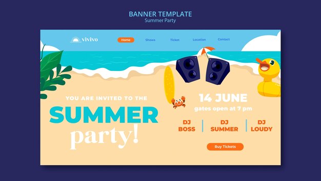 Summer party landing page template