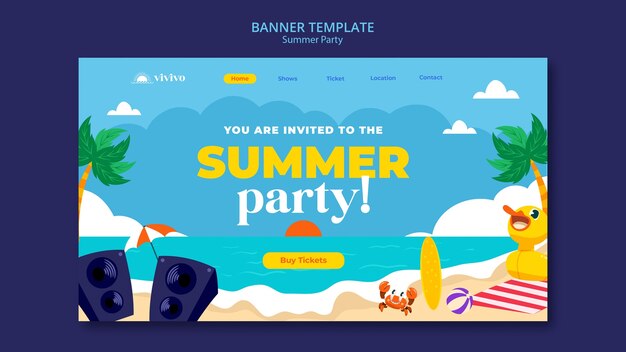 Summer party landing page template