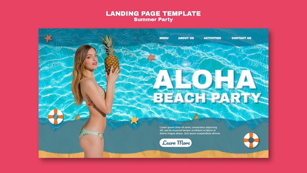 Free PSD summer party landing page template