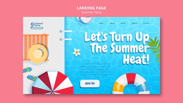 Summer party landing page template