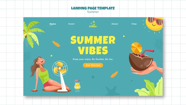 Free PSD summer party landing page template