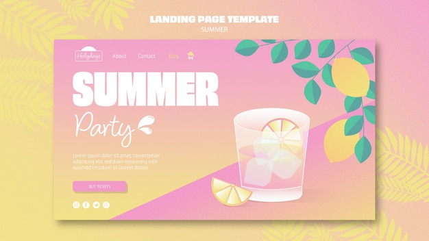 Free PSD summer party landing page template