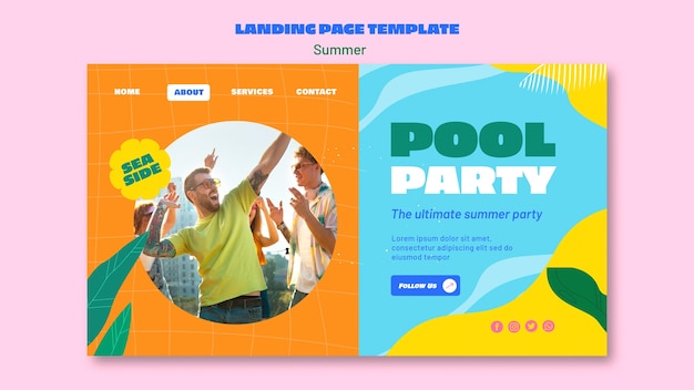 Free PSD summer party landing page template