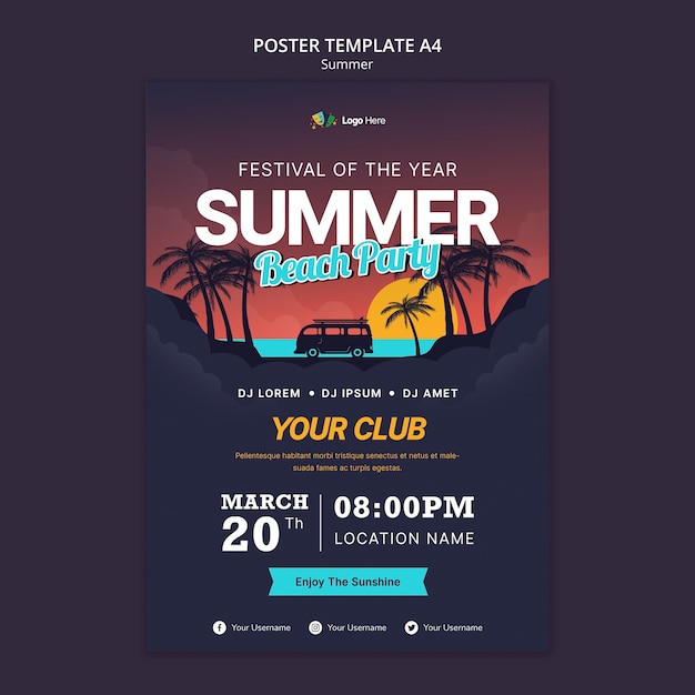 Summer party poster template