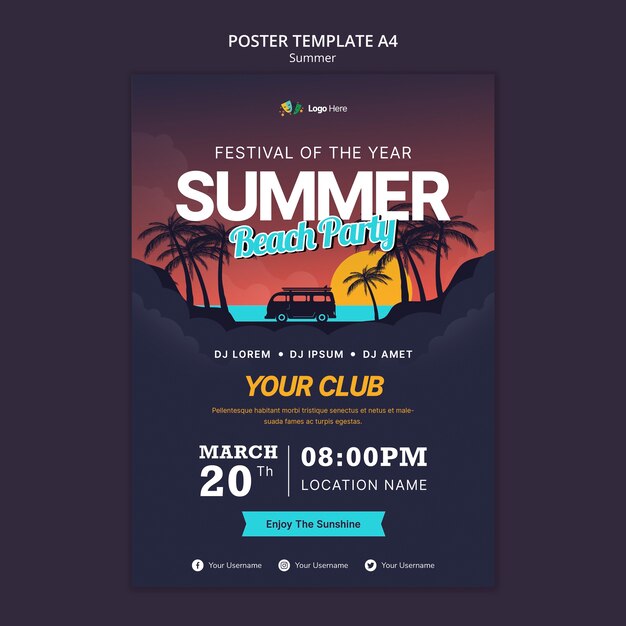 Summer party poster template