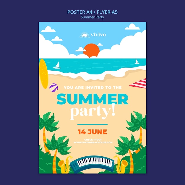 Free PSD summer party poster template