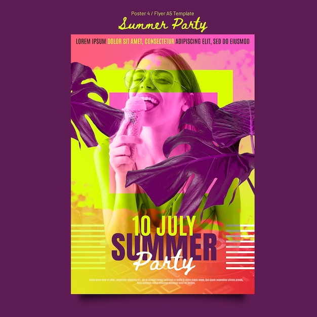 Free PSD summer party poster template