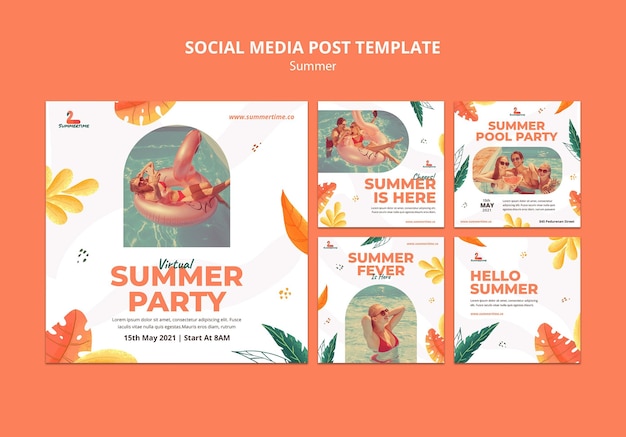 Free PSD summer party social media post template