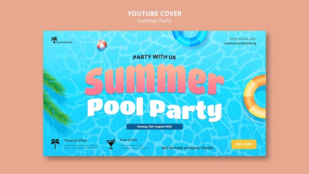 Free PSD summer party youtube cover template