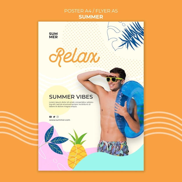 Free PSD summer print template with photo