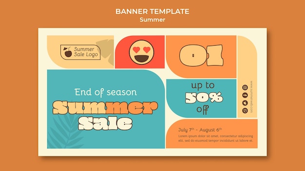 Summer sale horizontal banner template