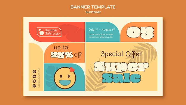 Free PSD summer sale horizontal banner template