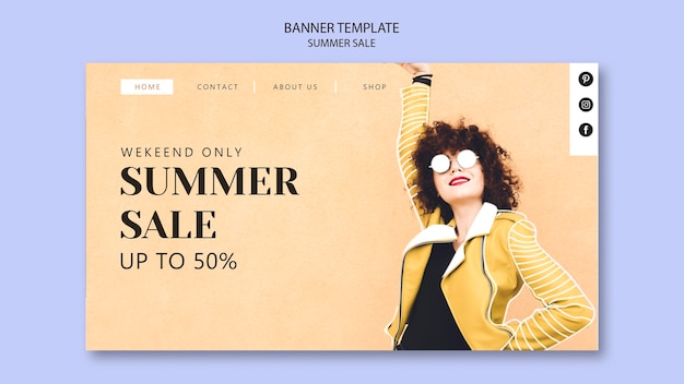 Free PSD summer sale landing banner template