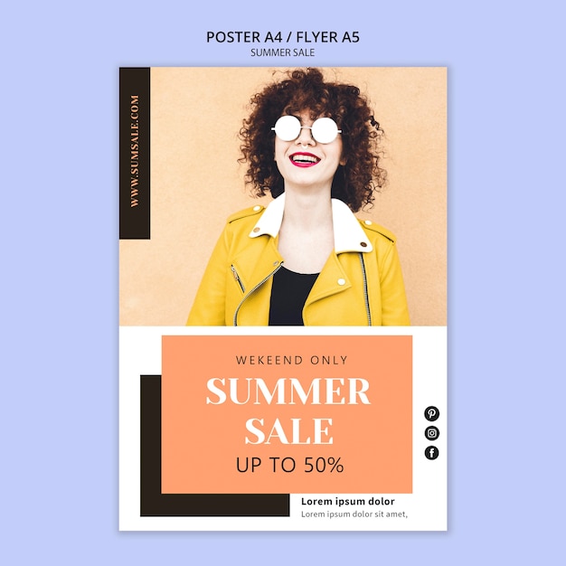 Free PSD summer sale poster template