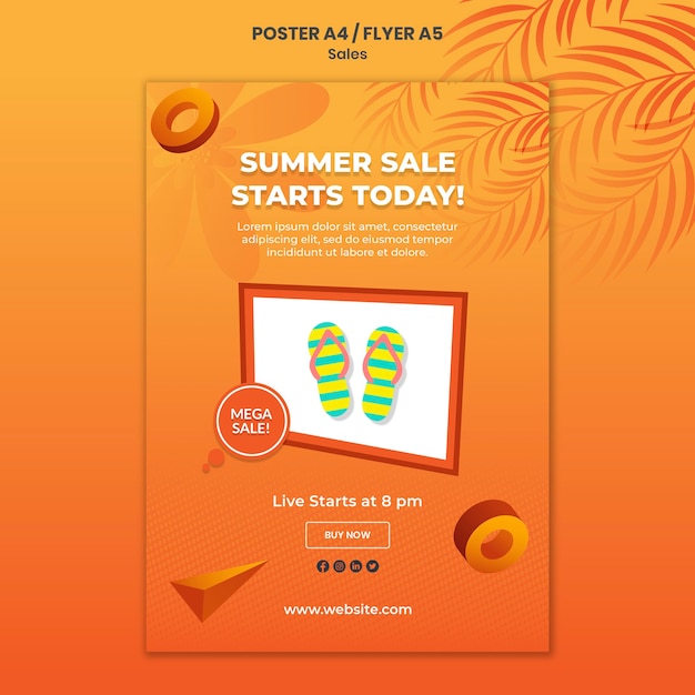 Free PSD summer sale poster template