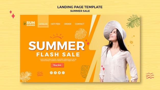 Free PSD summer sale and woman landing page