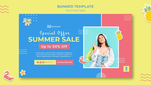 Free PSD summer sales banner template