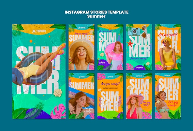 Free PSD summer season instagram stories