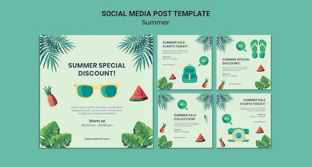 Free PSD summer social media posts