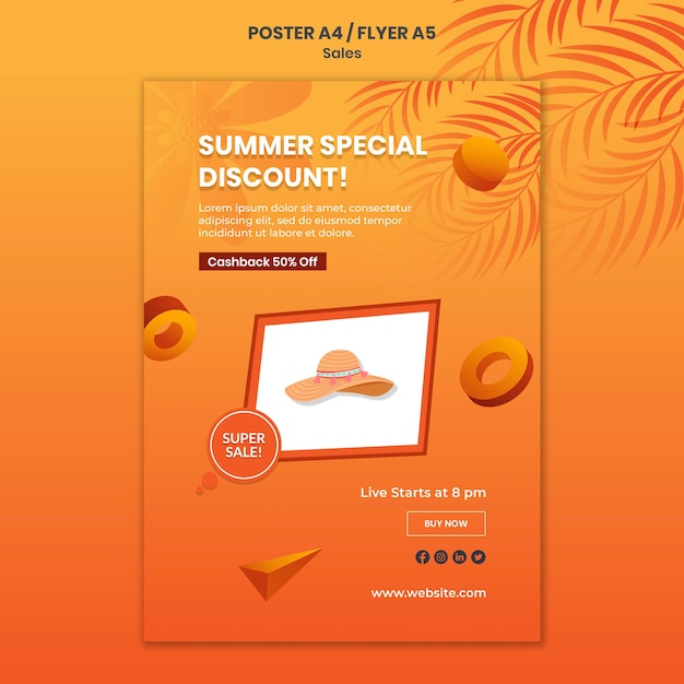 Summer special discount poster template