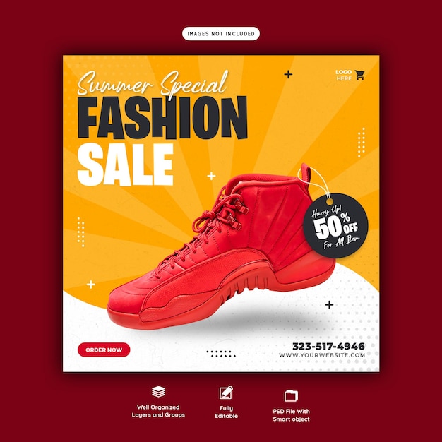 Summer special fashion sale Instagram post template