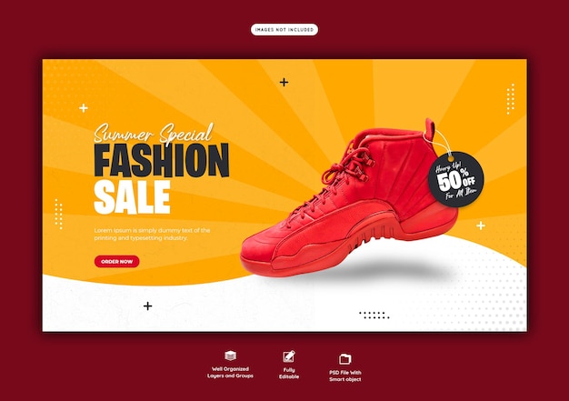 Summer special fashion sale web banner template