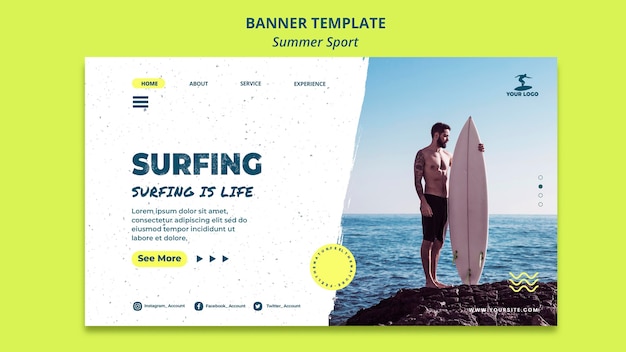 Free PSD summer sport banner template