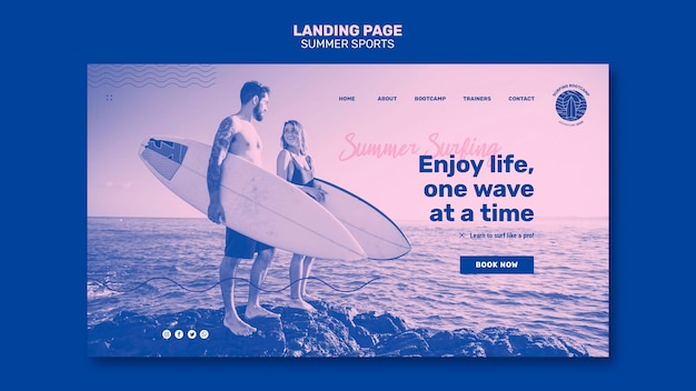 Free PSD summer sport landing page theme