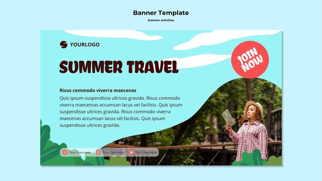 Summer travel banner template