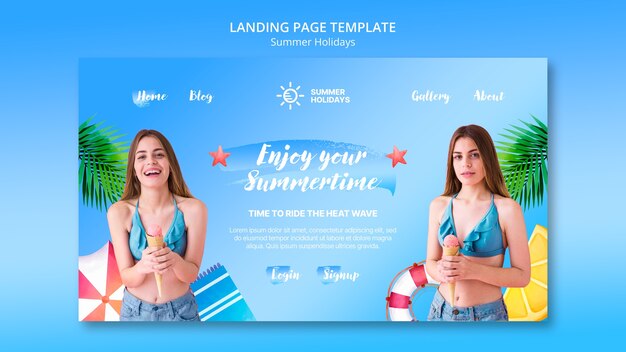 Free PSD summertime celebration landing page