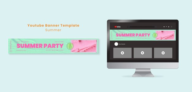 Summertime celebration youtube banner template