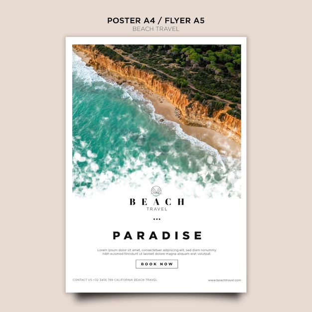 Summertime ocean waves poster template