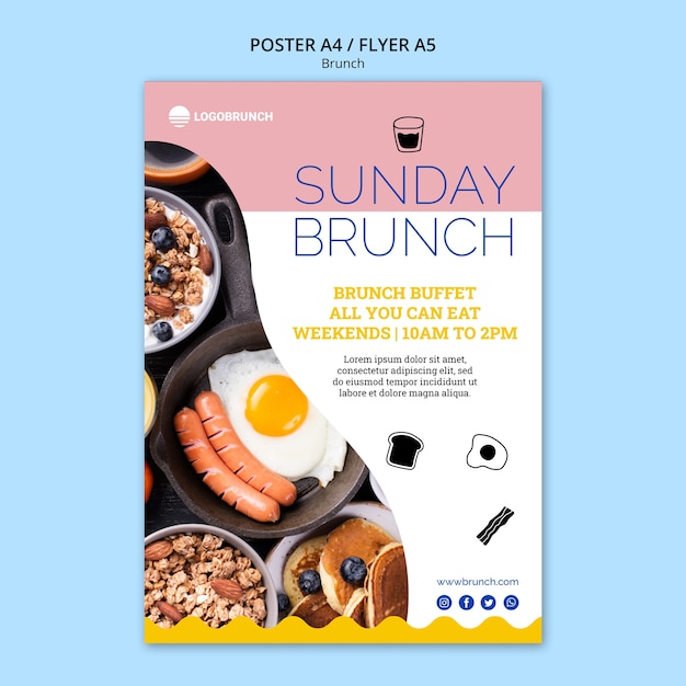 Free PSD sunday brunch food poster template