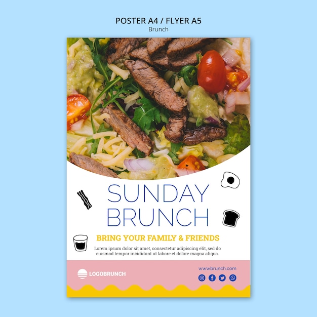 Free PSD sunday brunch tasty food poster template