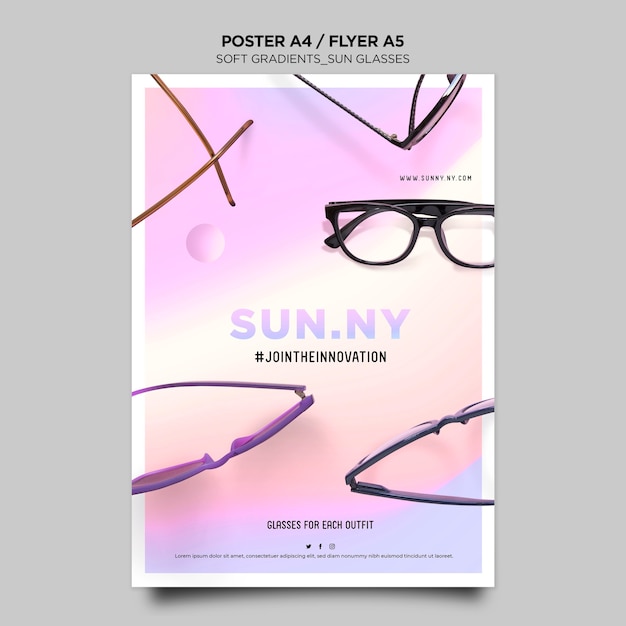 Free PSD sunglasses shop template poster