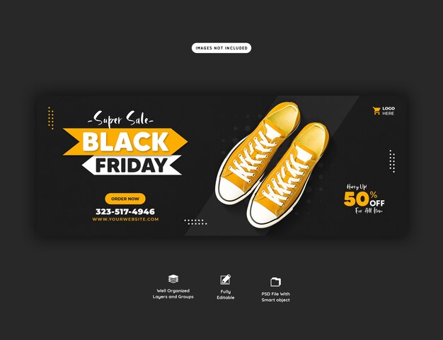 Super sale black friday facebook cover banner template