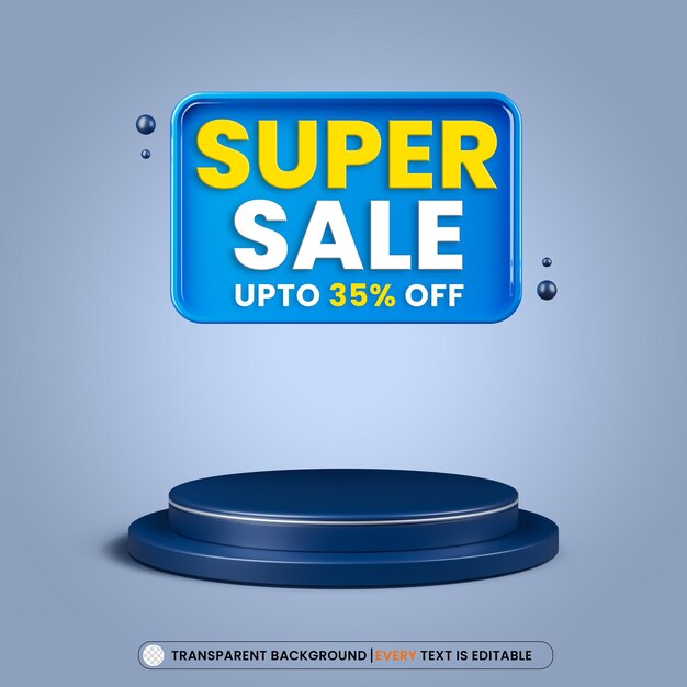 Free PSD super sale podium product banner with editable text