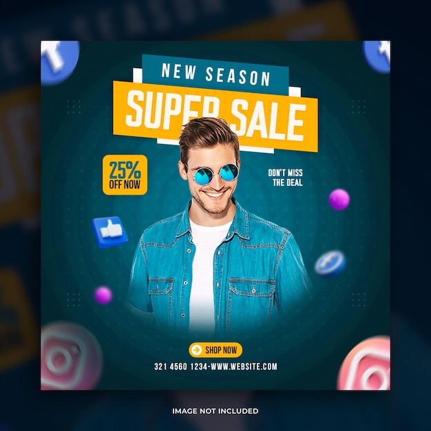 Super sale social media marketing post design template