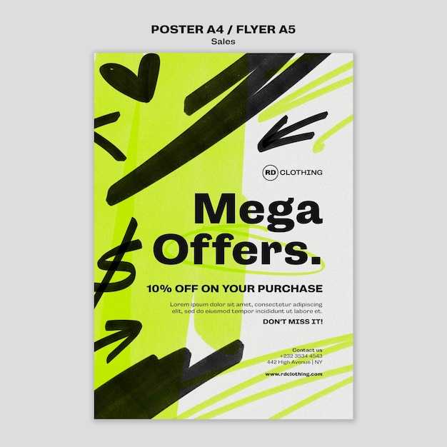 Free PSD super sales vertical poster template