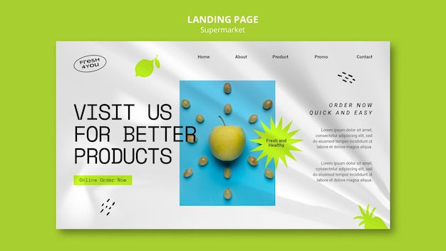 Free PSD supermarket business landing page template