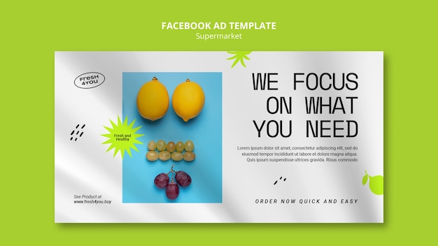 Free PSD supermarket business social media promo template