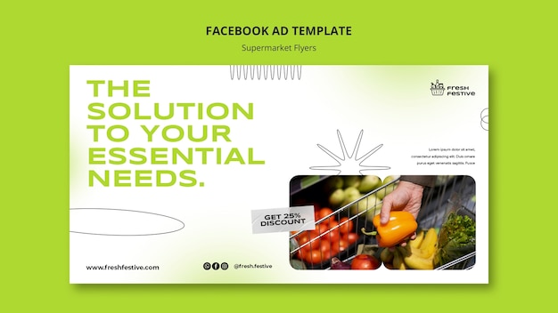 Supermarket business social media promo template