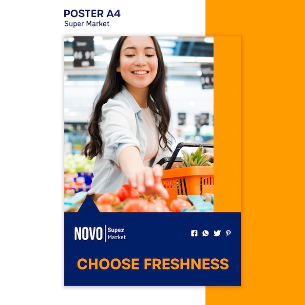 Free PSD supermarket concept poster template