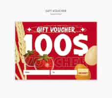 Free PSD supermarket gift voucher template design