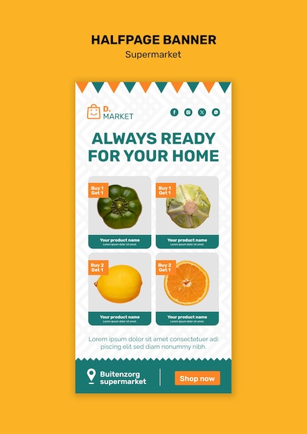 Free PSD supermarket halfpage banner template design