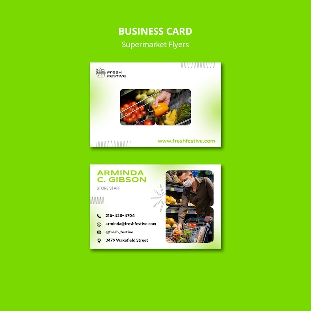 Supermarket horizontal business card template