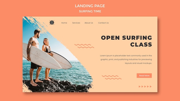 Free PSD surf concept landing page template