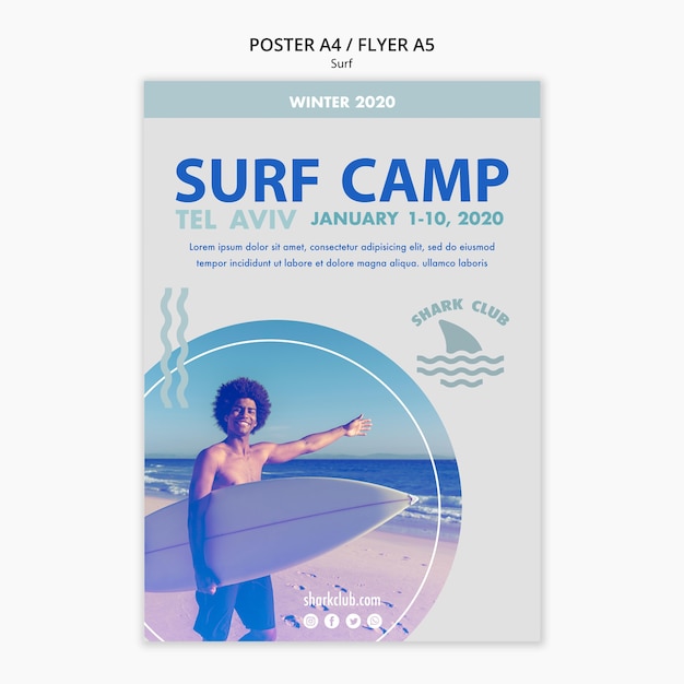 Free PSD surf poster template design